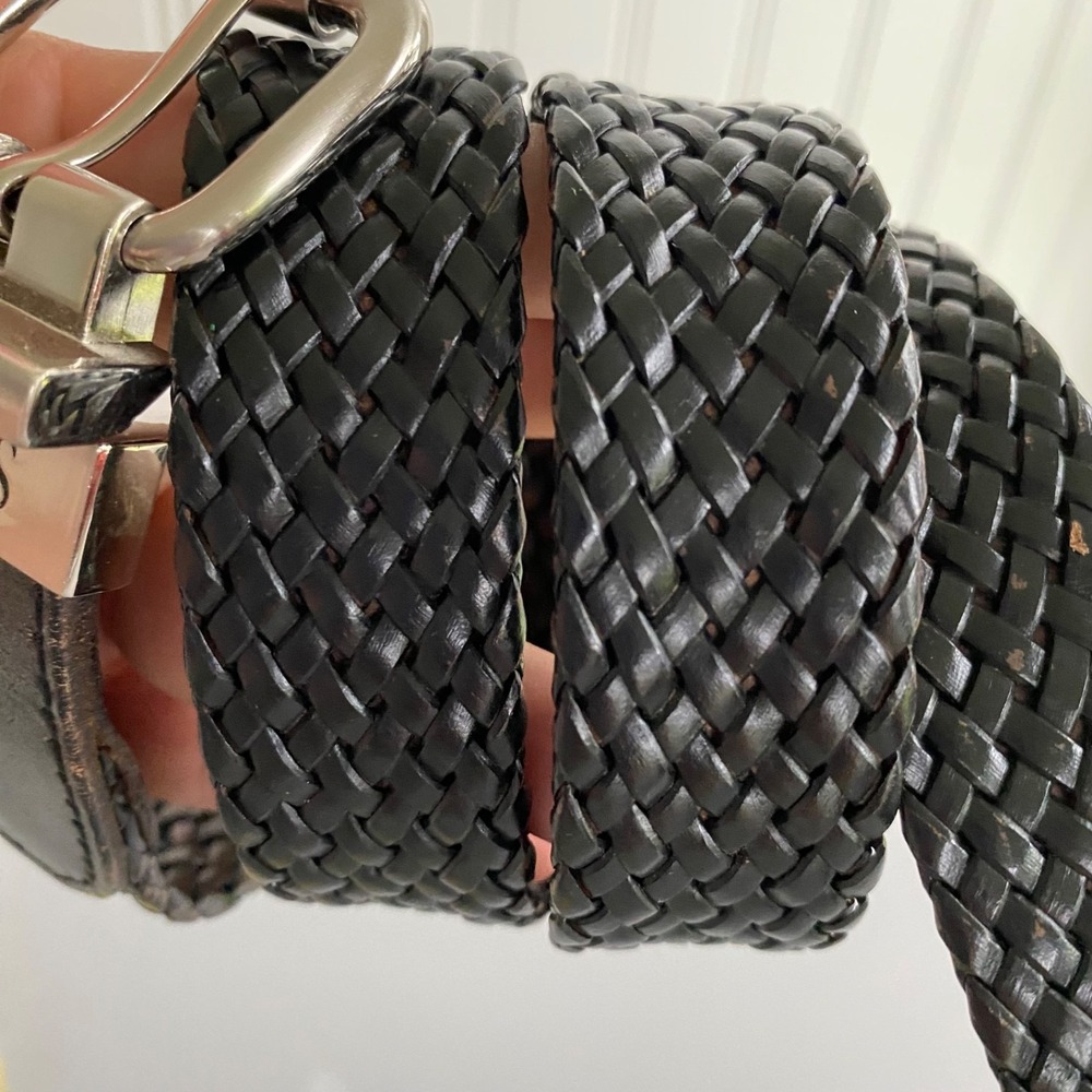 Chaps Womens Braided Black Leather Belt Size M 26-28 Timeless Classic Preppy - Picture 4 of 8